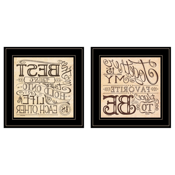 Set Of Two Together or Each Other 2 Black Framed Print Wall Art