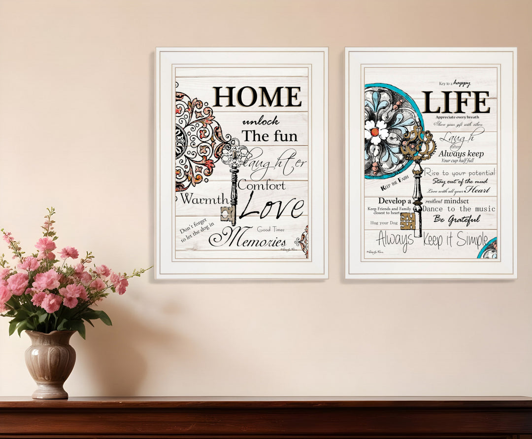 Set Of Two Life or Home 1 White Framed Print Wall Art