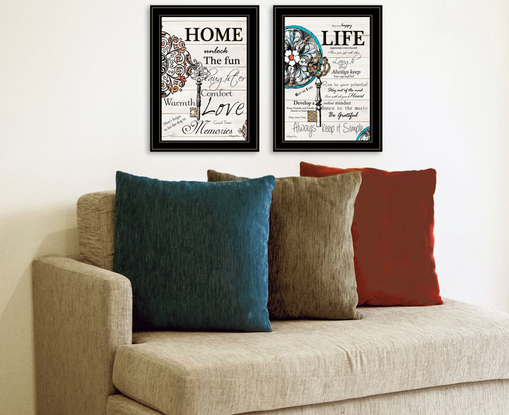 Set Of Two Life or Home 2 Black Framed Print Wall Art