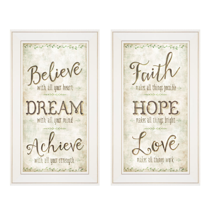 Set Of Two Faith or Believe 1 White Framed Print Wall Art