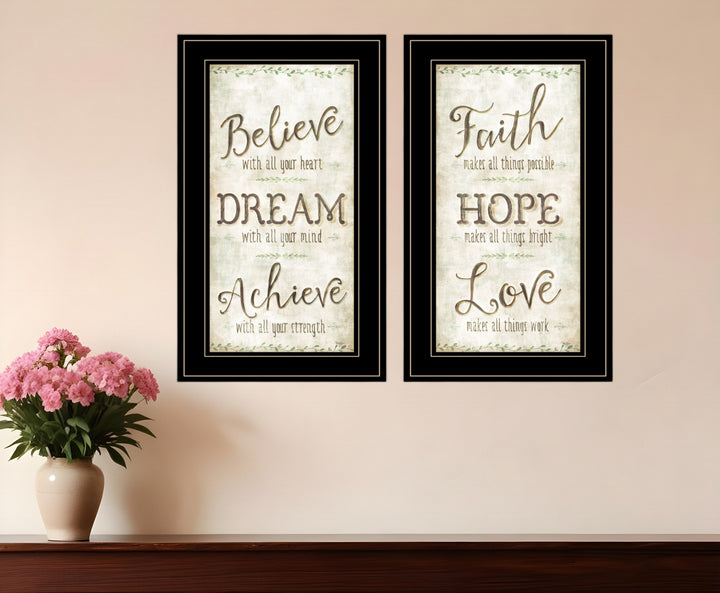 Set Of Two Faith or Believe 2 Black Framed Print Wall Art