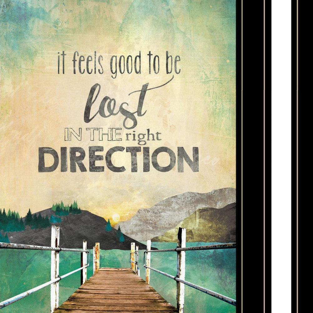 Set Of Two Right Direction or Adventure 2 Black Framed Print Wall Art