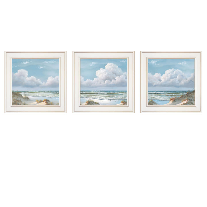 Set Of Three Beautiful Day III III White Framed Print Wall Art