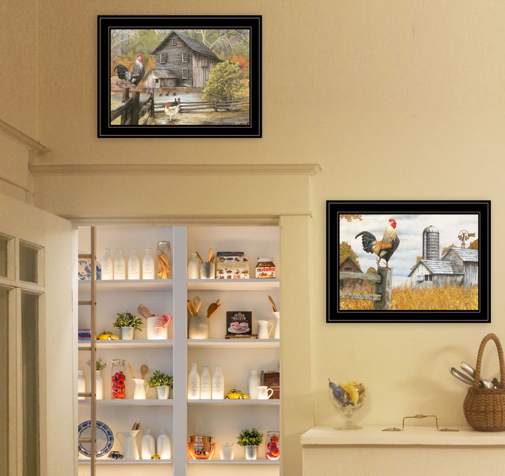 Set Of Two Down on the Farm 2 Black Framed Print Wall Art