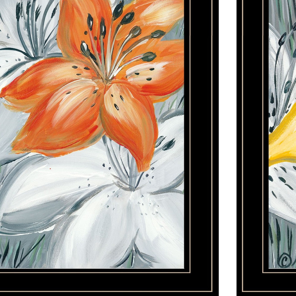 Set Of Two Tiger Lilies 2 Black Framed Print Wall Art