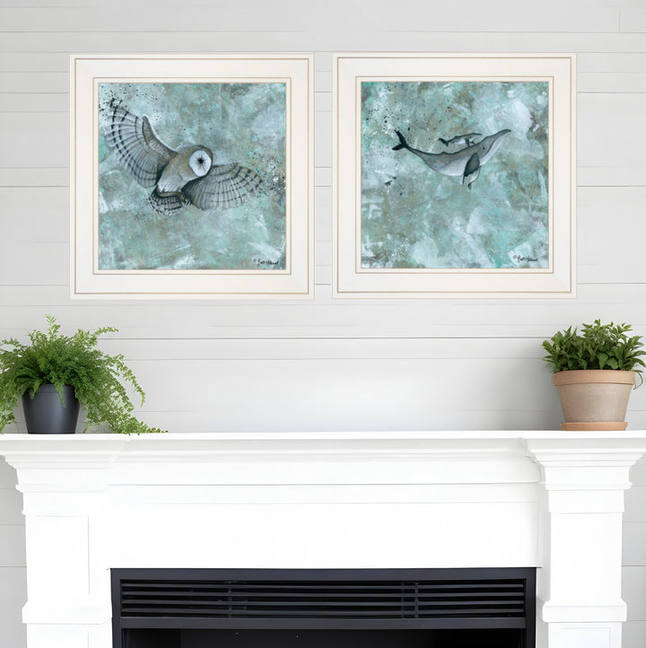 Set Of Two Wildlife 1 White Framed Print Wall Art