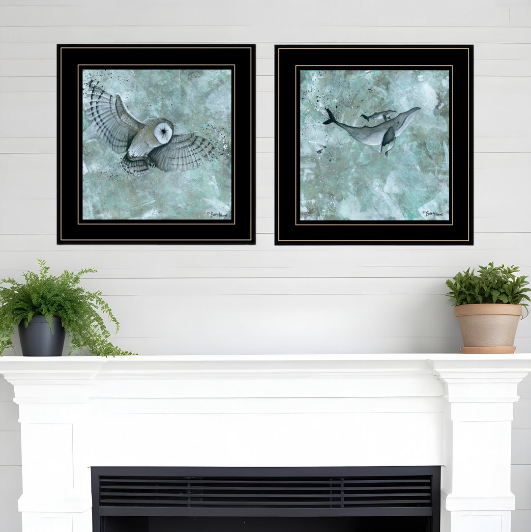 Set Of Two Wildlife 2 Black Framed Print Wall Art