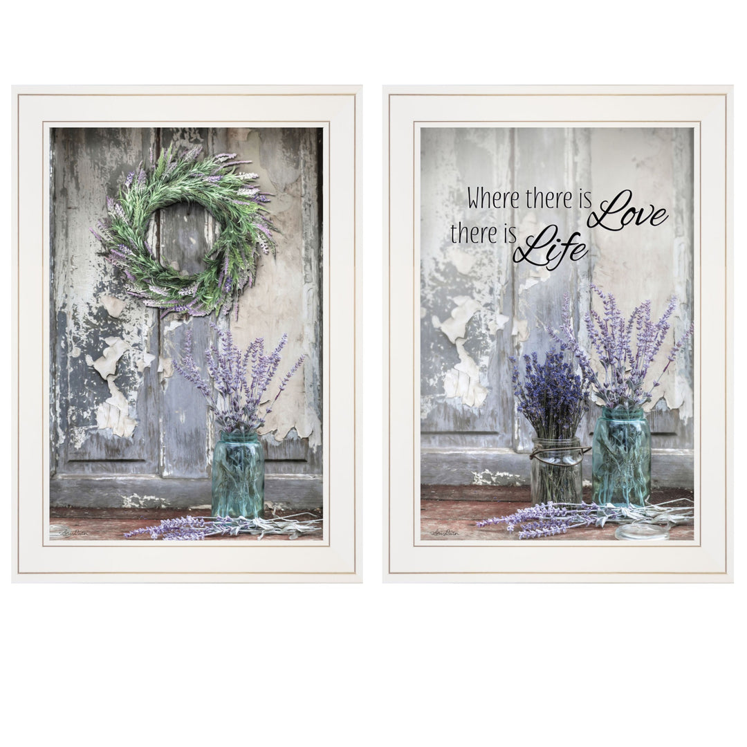 Set Of Two Where There is Love 1 White Framed Print Wall Art