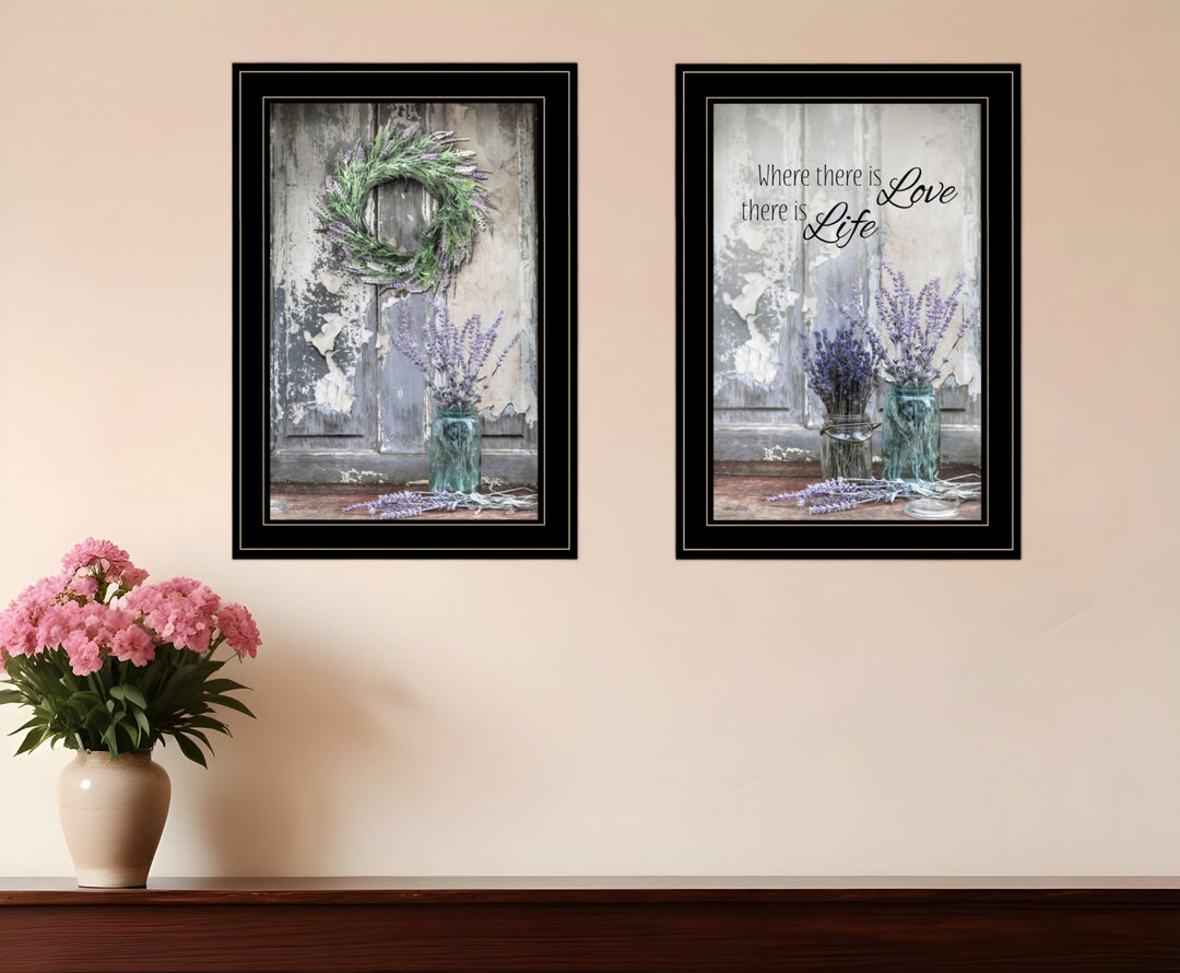 Set Of Two Where There is Love 2 Black Framed Print Wall Art