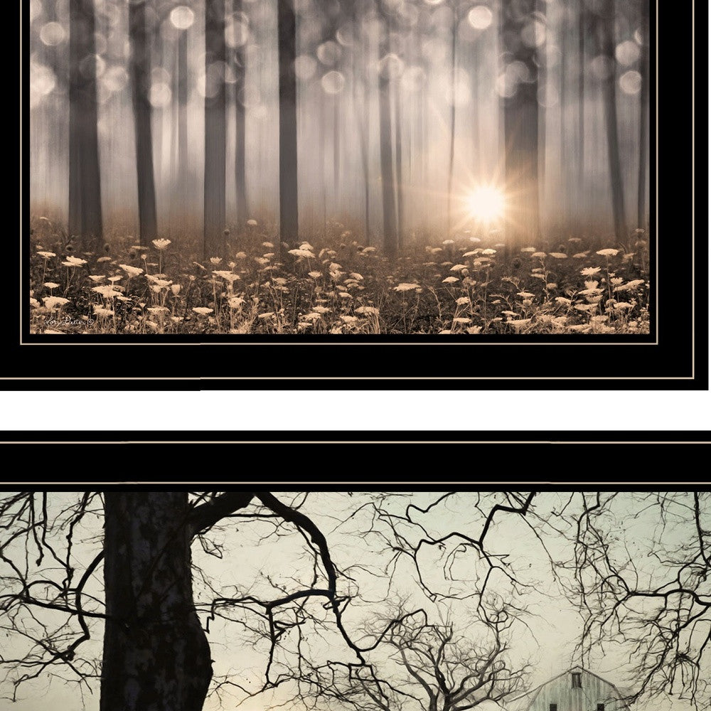 Set Of Two Enchanted Sunrise 2 Black Framed Print Wall Art