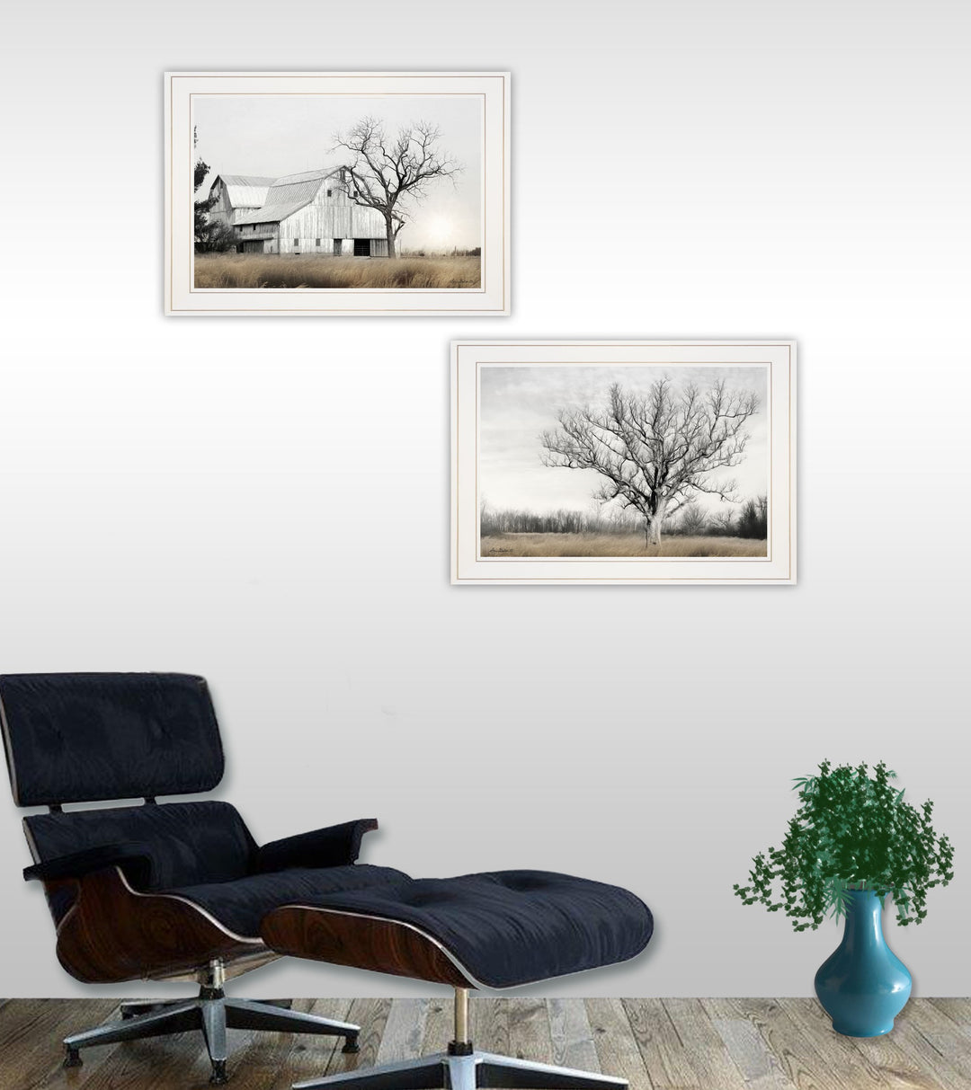 Set Of Two Ohio Fields I 1 White Framed Print Wall Art