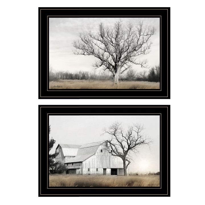 Set Of Two Ohio Fields I 2 Black Framed Print Wall Art