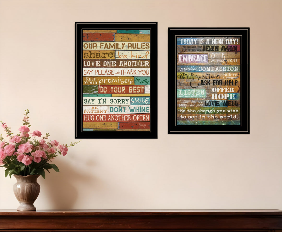 Set Of Two Today Is 2 Black Framed Print Wall Art