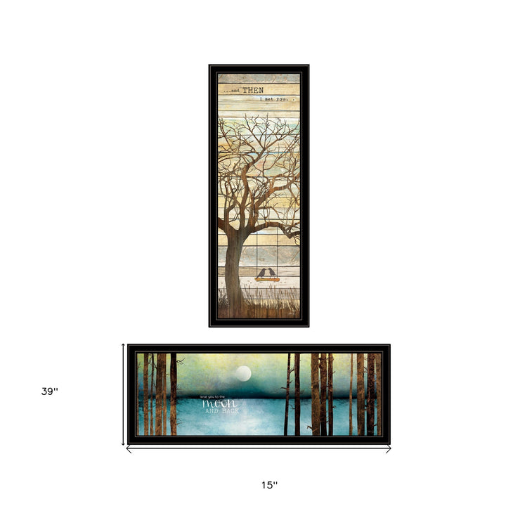 Set Of Two I met You or Living your Dreams 1 Black Framed Print Wall Art