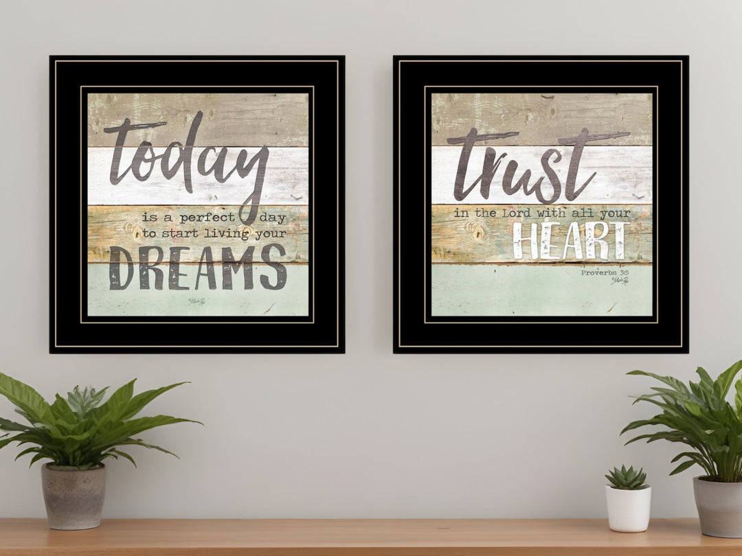 Set Of Two Trust in the Lord Black Framed Print Wall Art