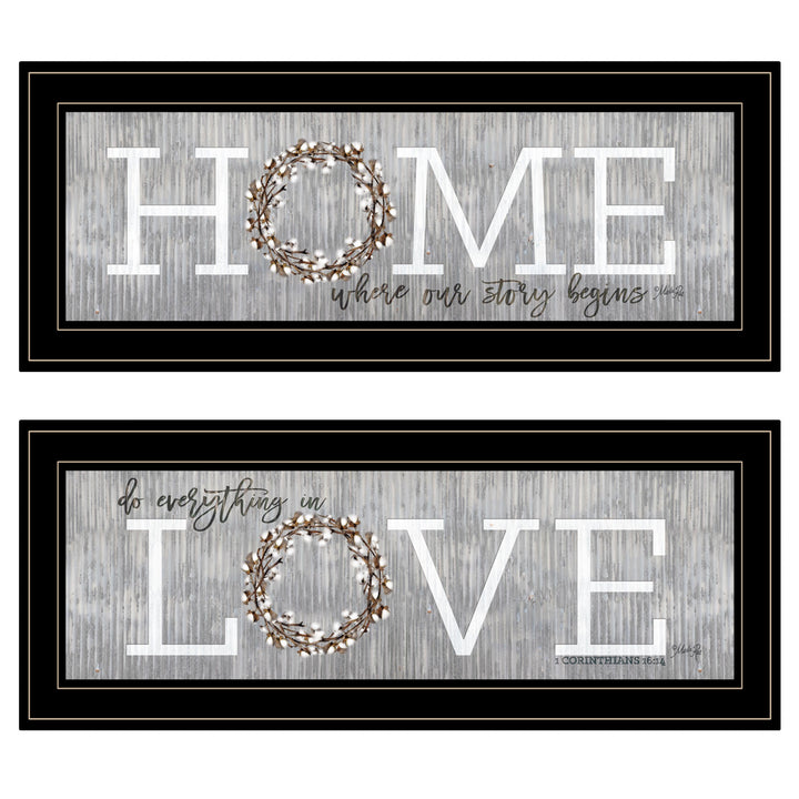 Set Of Two Where Our Story Begins 2 Black Framed Print Wall Art