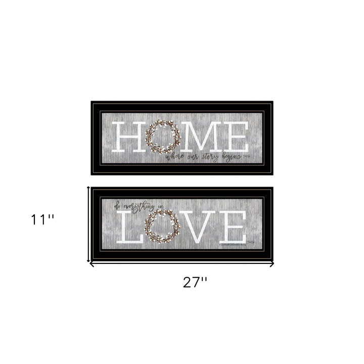 Set Of Two Where Our Story Begins 2 Black Framed Print Wall Art