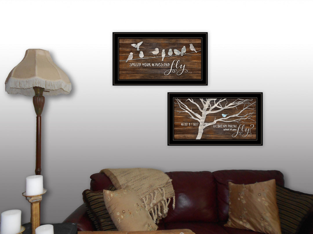 Set Of Two Spread Your Wings 2 Black Framed Print Wall Art