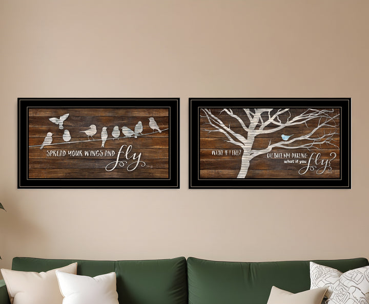 Set Of Two Spread Your Wings 2 Black Framed Print Wall Art