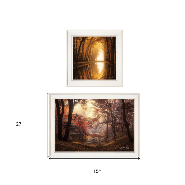 Set Of Two Natures Reflections 1 White Framed Print Wall Art