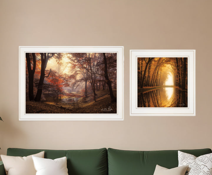 Set Of Two Natures Reflections 1 White Framed Print Wall Art