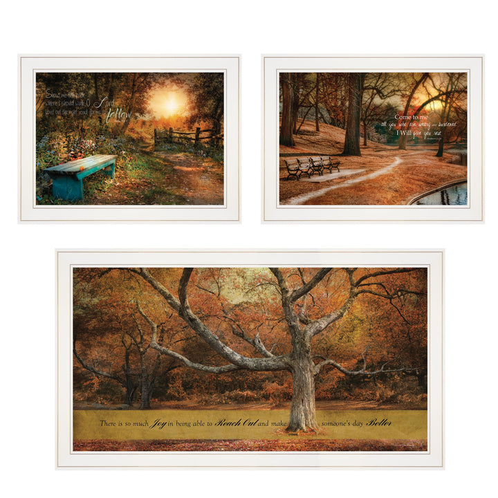 Set Of Three Tranquil Spaces 1 White Framed Print Wall Art