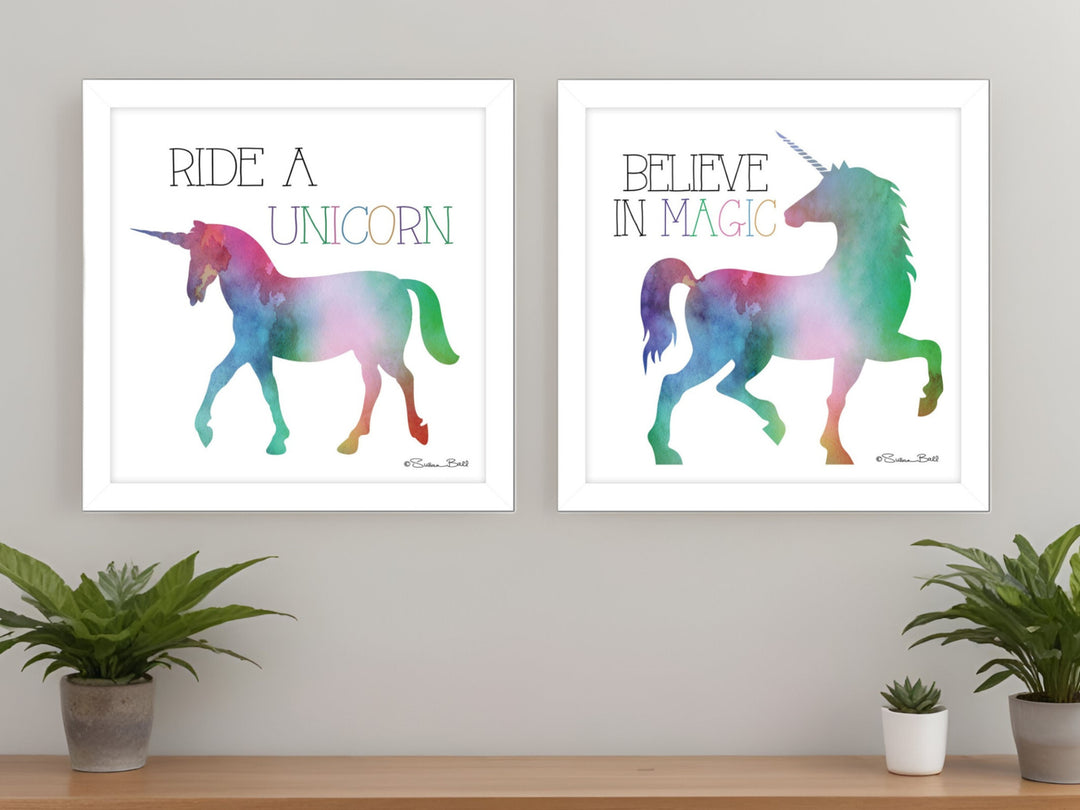 Set Of Two Believe in Magic White Framed Print Wall Art