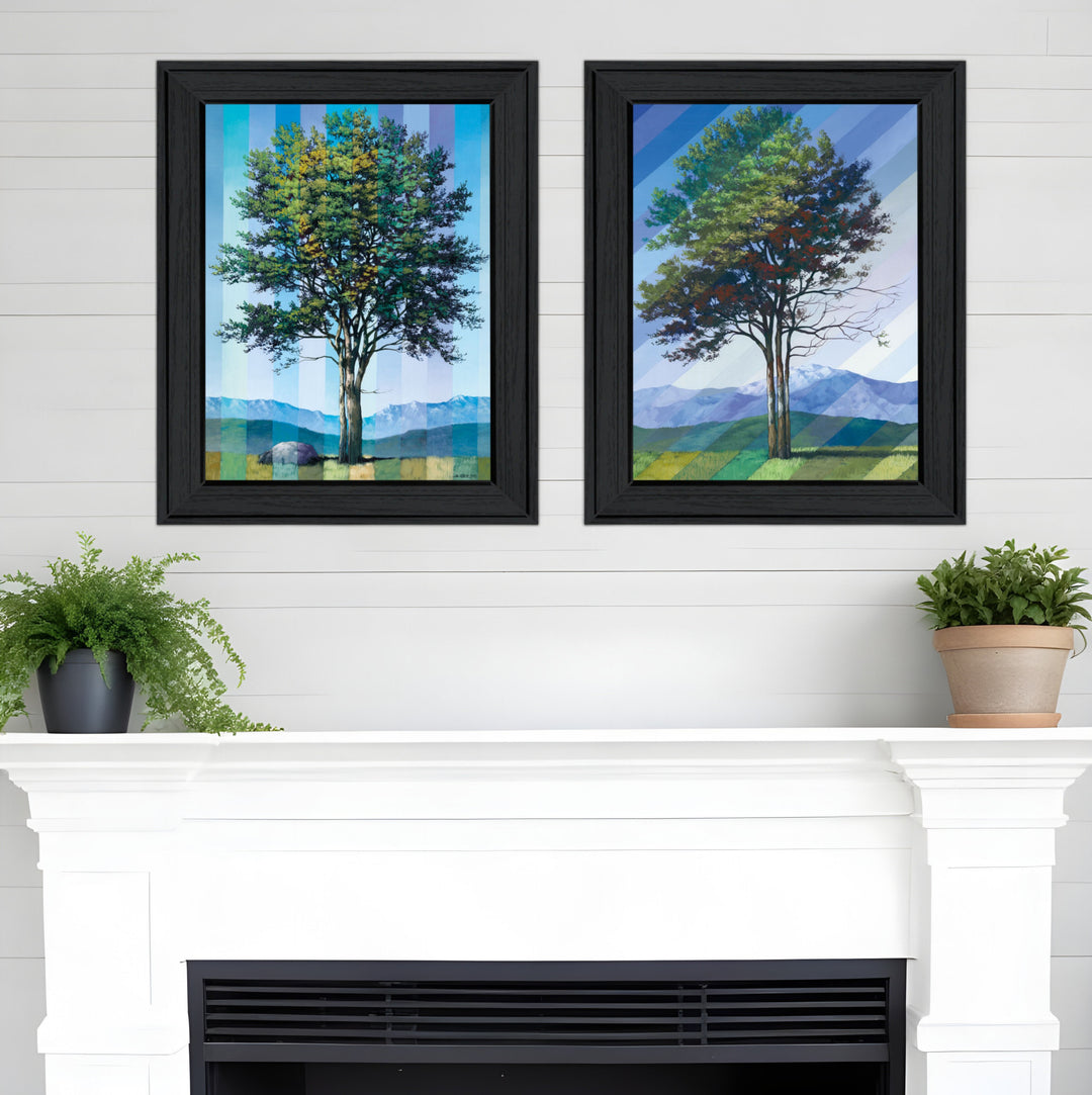 Set Of Two Catching Light as Time Passes 1 Black Framed Print Wall Art