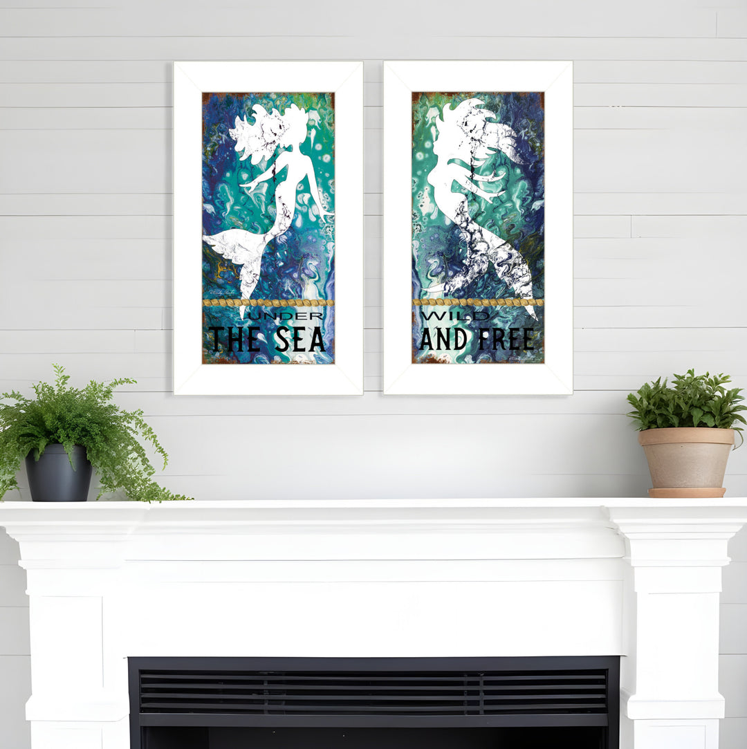 Set Of Two Under The Sea 1 White Framed Print Wall Art