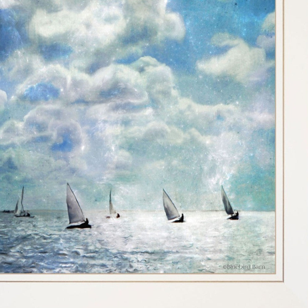 Set Of Two Sailboat Marina 2 White Framed Print Wall Art