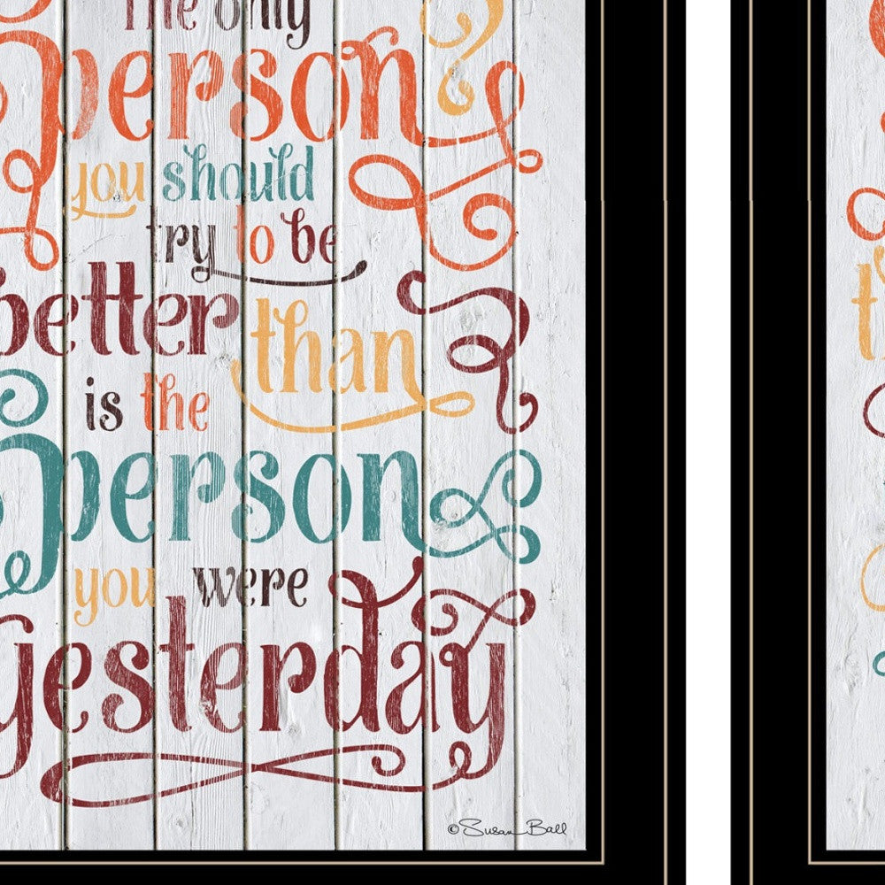 Set Of Two The Only Person 2 Black Framed Print Wall Art