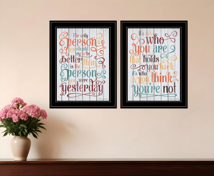 Set Of Two The Only Person 2 Black Framed Print Wall Art