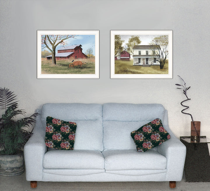 Set Of Two End of Summer 1 White Framed Print Wall Art