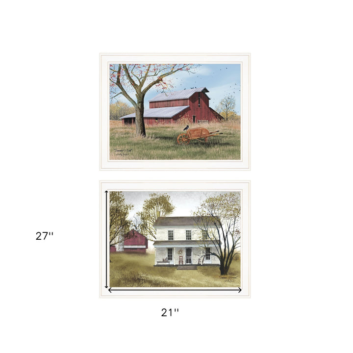 Set Of Two End of Summer 1 White Framed Print Wall Art