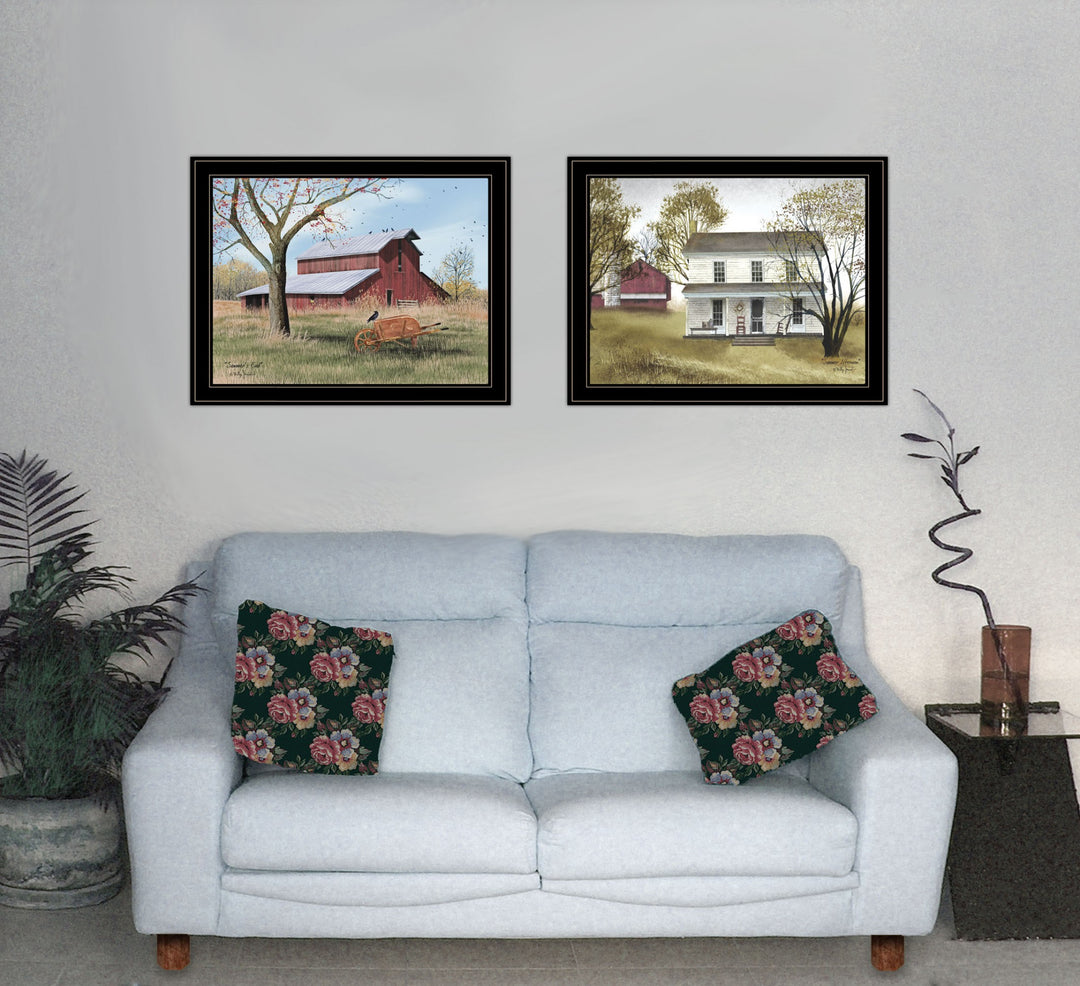 Set Of Two End of Summer 2 Black Framed Print Wall Art