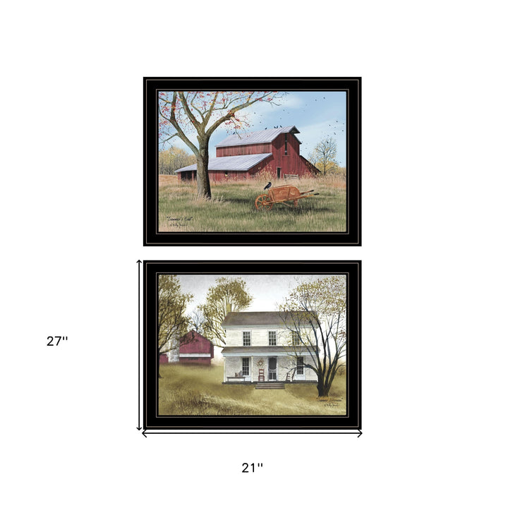 Set Of Two End of Summer 2 Black Framed Print Wall Art