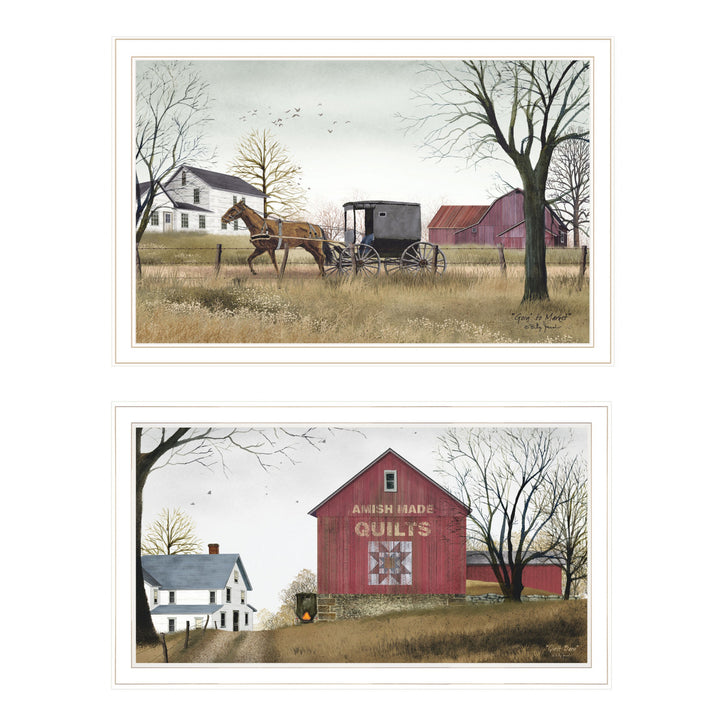 Set Of Two Goin to Market 1 White Framed Print Wall Art