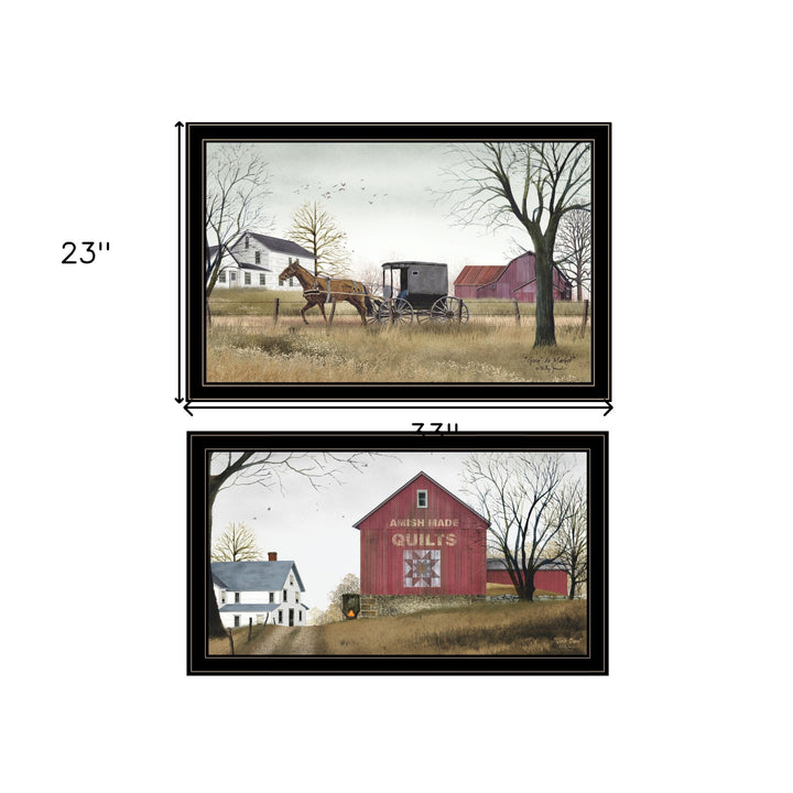 Set Of Two Goin to Market 2 Black Framed Print Wall Art