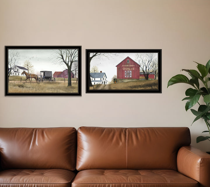 Set Of Two Goin to Market 2 Black Framed Print Wall Art