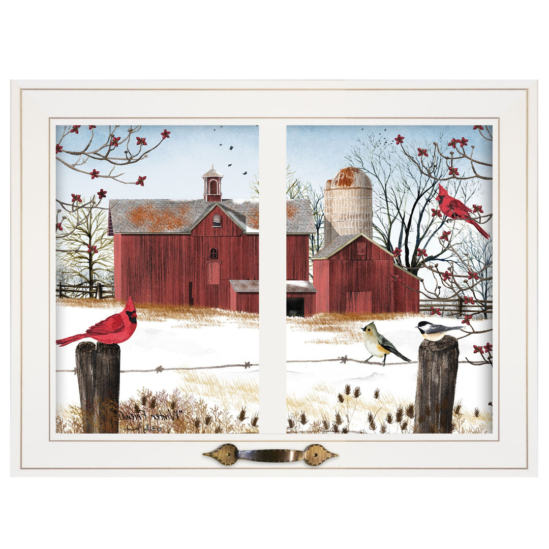 Winter Friends 5 White Framed Print Wall Art