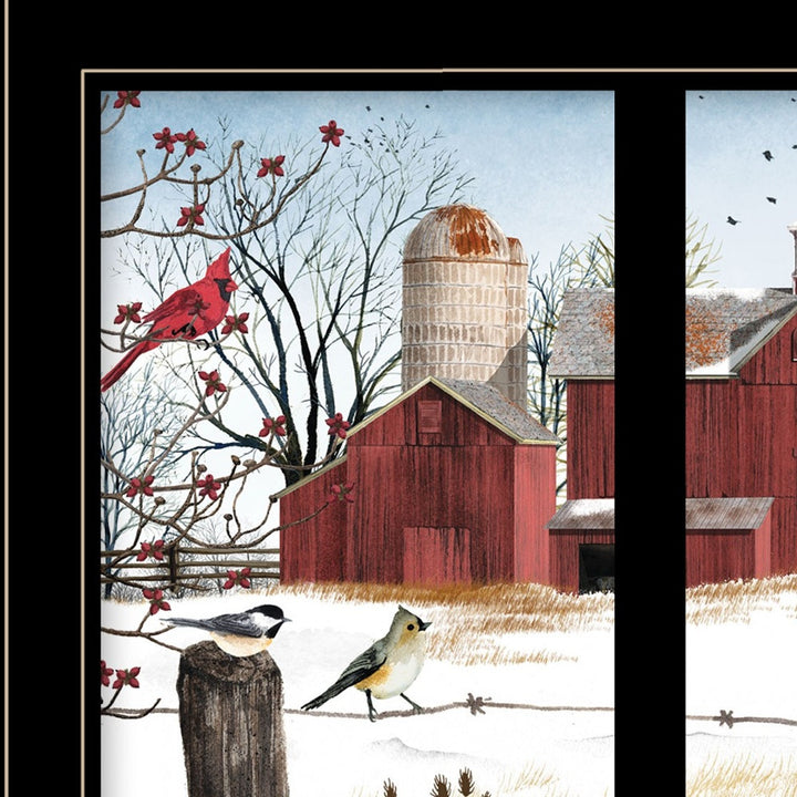 Winter Friends 6 Black Framed Print Wall Art