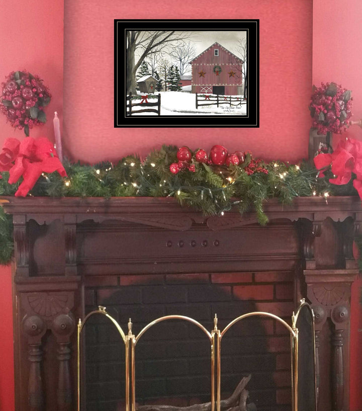 Christmas Barn 2 Black Framed Print Wall Art