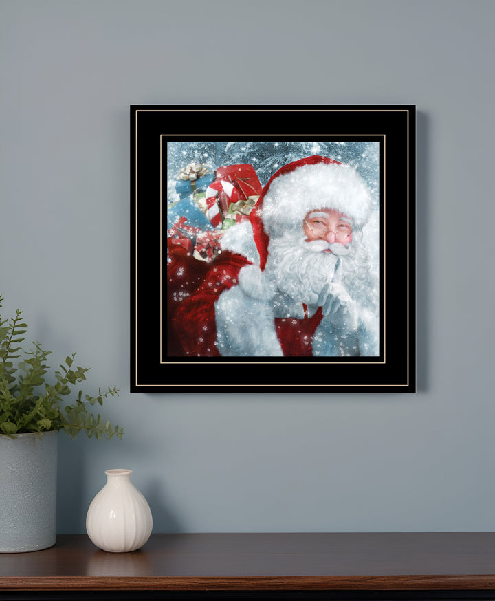 Santa with Presents 2 Black Framed Print Wall Art