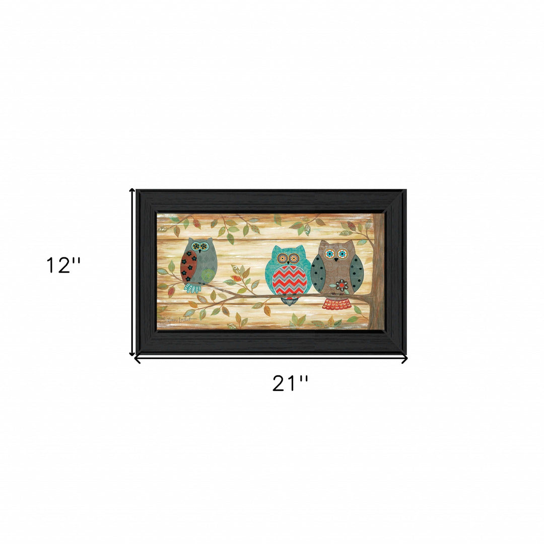 Three Wise Owls 3 Black Framed Print Wall Art