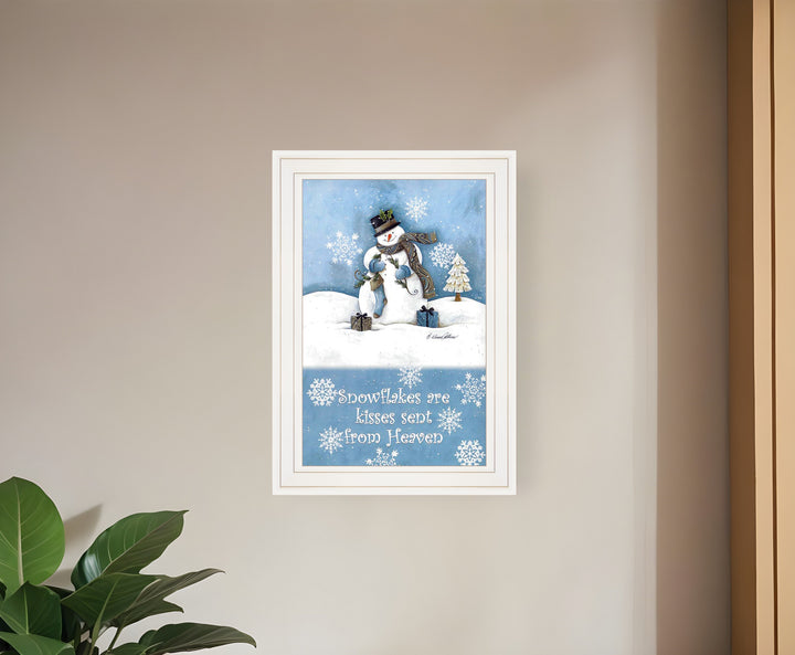 Trendy Snowman 1 White Framed Print Wall Art