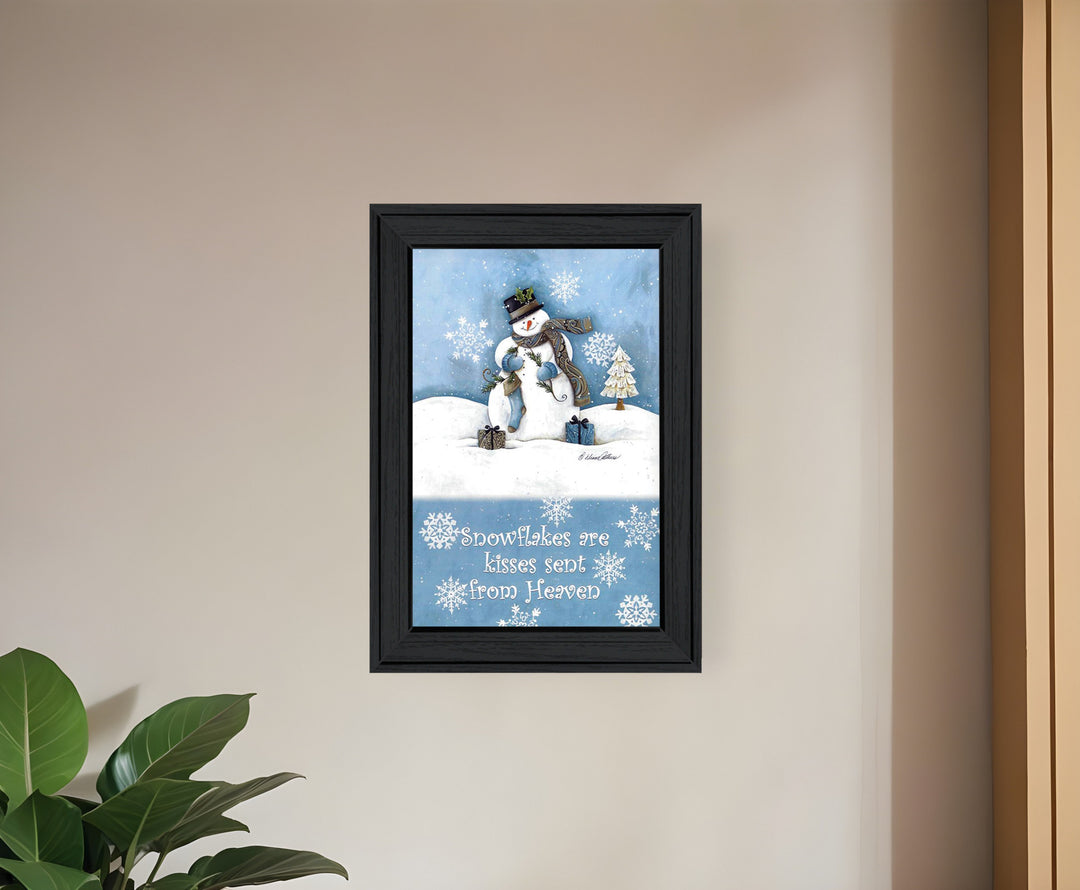 Trendy Snowman 2 Black Framed Print Wall Art