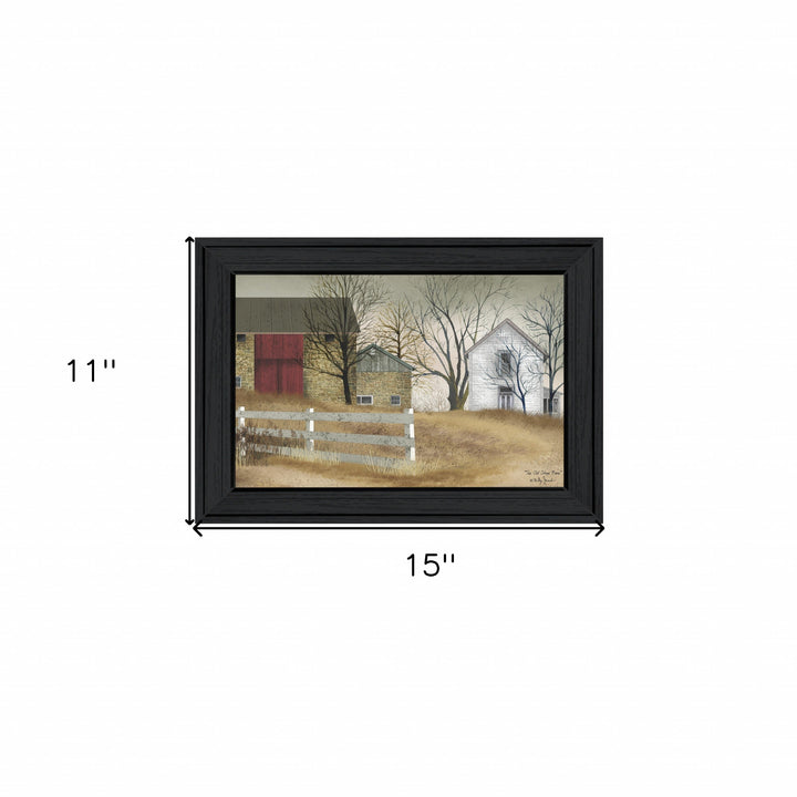 Old Stone Barn Black Framed Print Wall Art