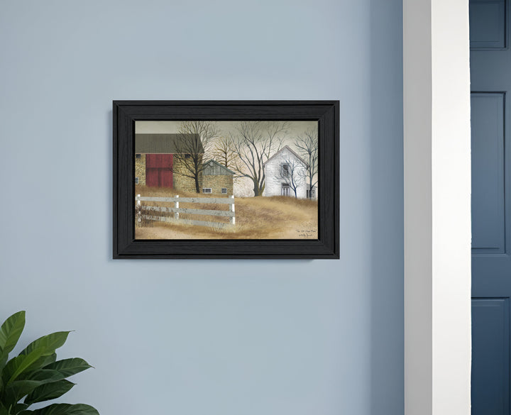 Old Stone Barn Black Framed Print Wall Art