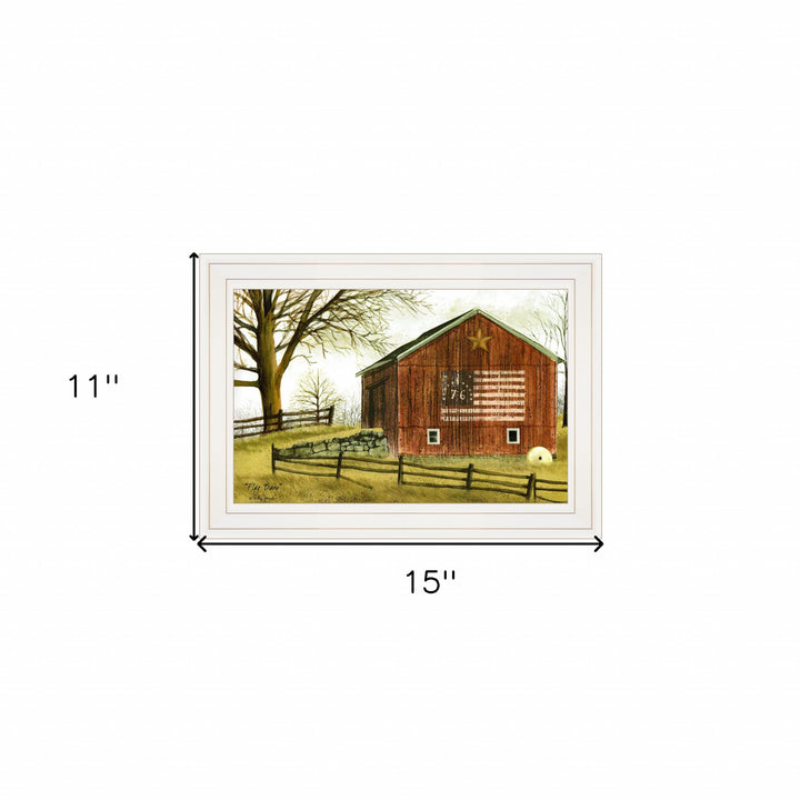 Flag Barn 1 White Framed Print Wall Art