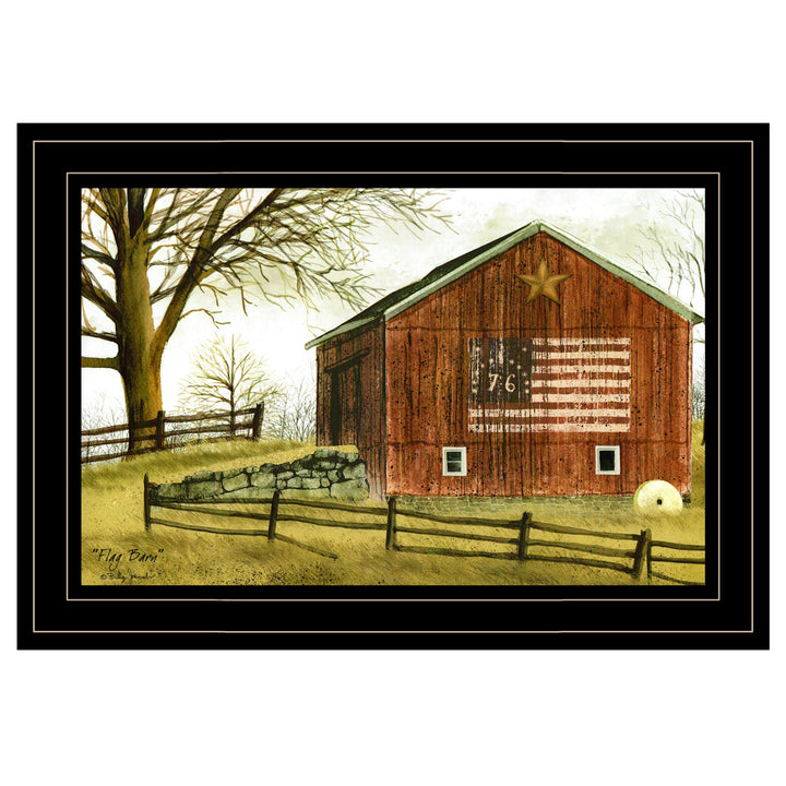 Flag Barn 3 Black Framed Print Wall Art